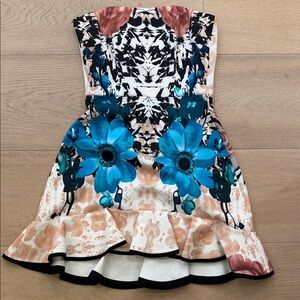 Floral Dress with Blue and Black Accents
